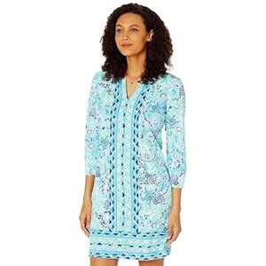 Lilly Pulitzer Nadine Chilly Lilly Dress XL Blue Ibiza Open Water